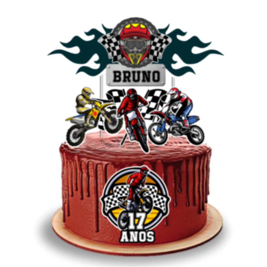 Topo Topper Para Bolo Personalizado Motocross Motos