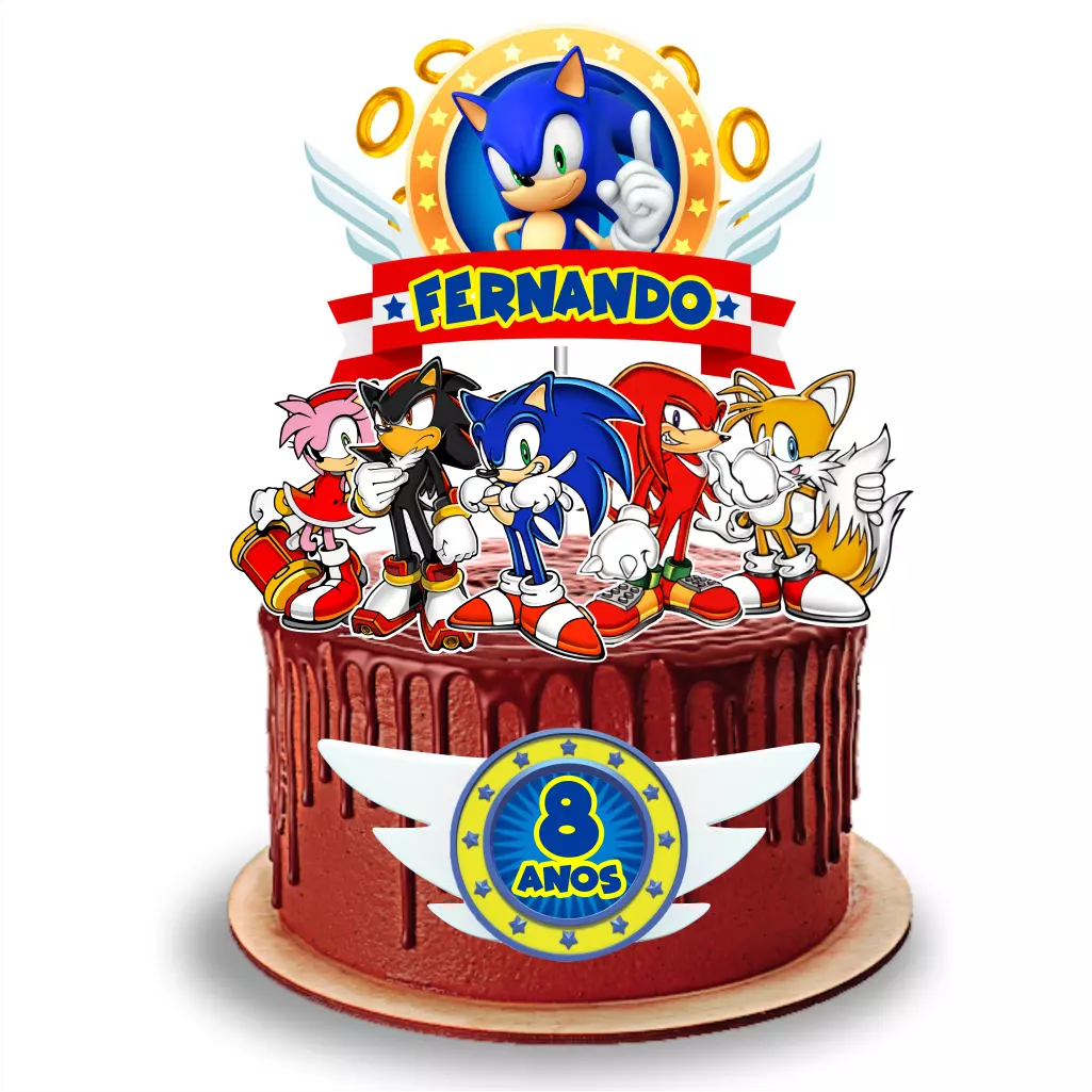 Topo de bolo sonic para imprimir  Festas de aniversário do sonic