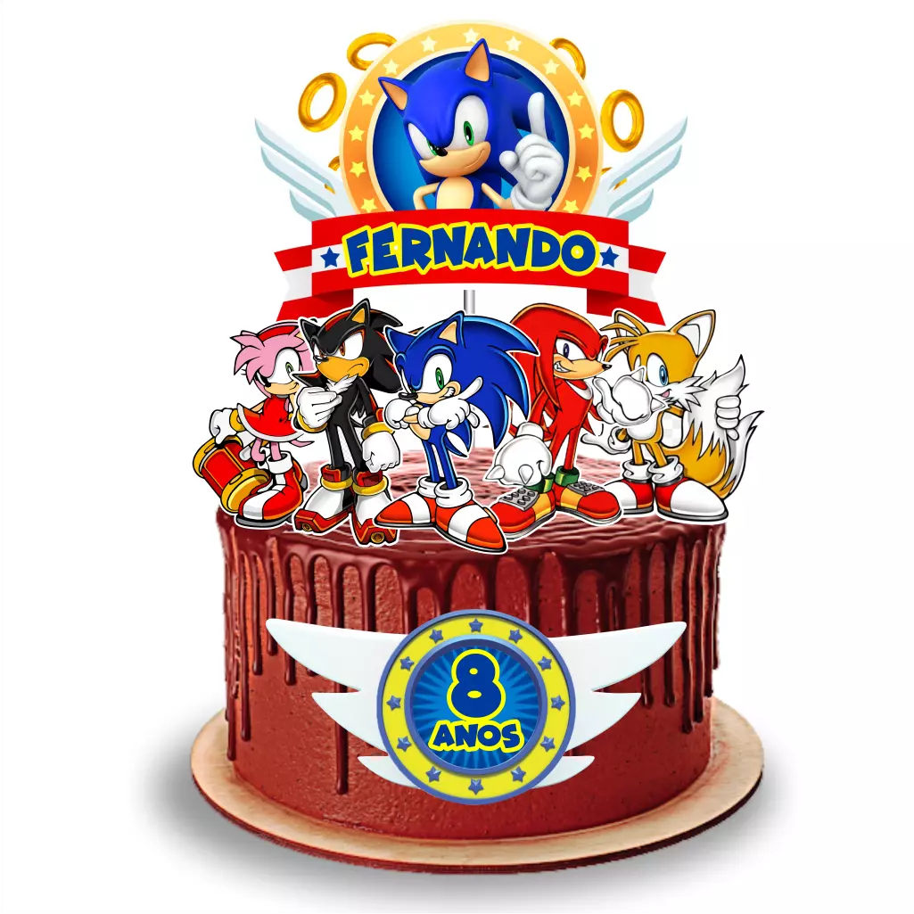 Topo de Bolo para Imprimir SONIC