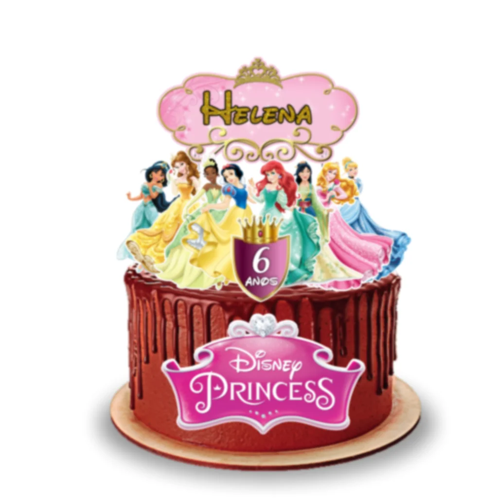 Topo de bolo princesas disney pronto para imprimir png