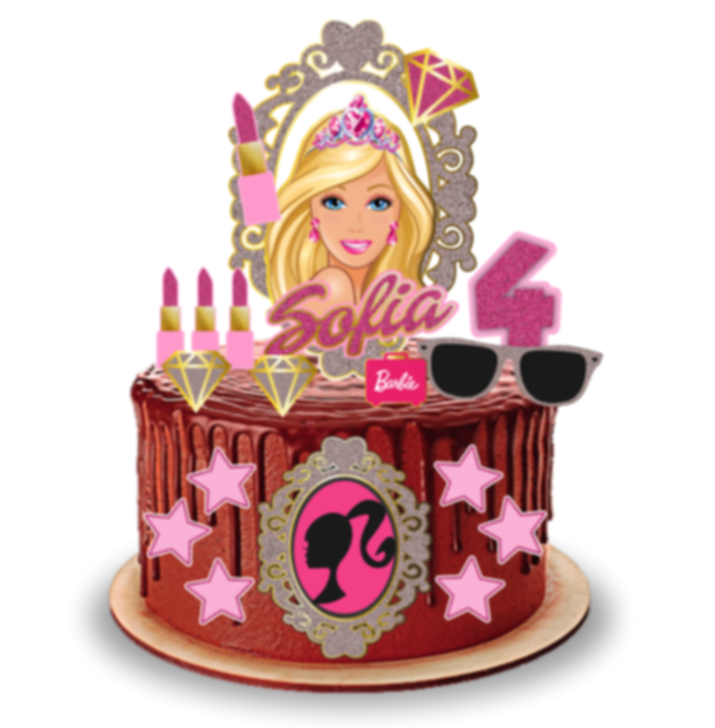 Topper De Bolo Personalizado Barbie