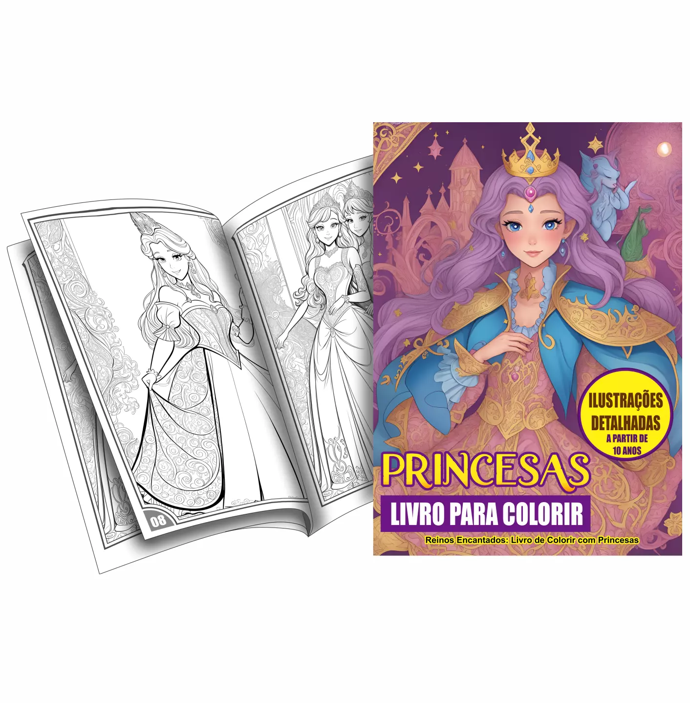 Livro para colorir - Princesas com 25 Desenhos (Portuguese Edition